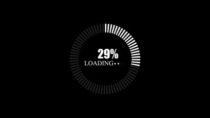 White Loading Circle with 40Percent Progress on Black Background percentage