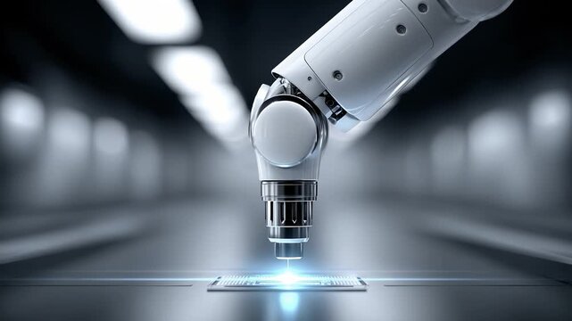 Precision Robotic Arm Operating in Chip Manufacturing Scene