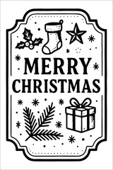 Merry Christmas Label Design Template
