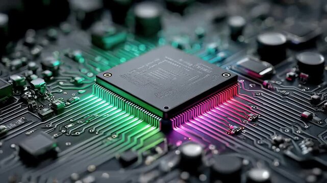Technology Circuit Board Central Processing Unit Light Effect Data Transmission