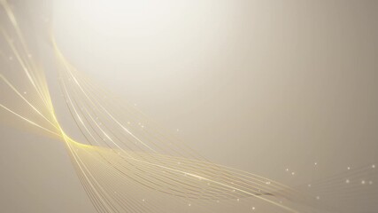 Golden wave lines with glowing particles on a soft beige background deliver a luxurious abstract design perfect for premium branding, digital art, or elegant business themes. - Powered by Adobe