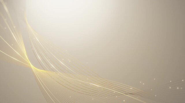 Golden wave lines with glowing particles on a soft beige background deliver a luxurious abstract design perfect for premium branding, digital art, or elegant business themes. - Powered by Adobe