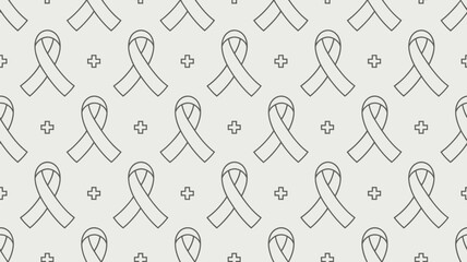 Obraz premium Seamless pattern featuring gray ribbon outlines and plus signs on a light gray background surface design