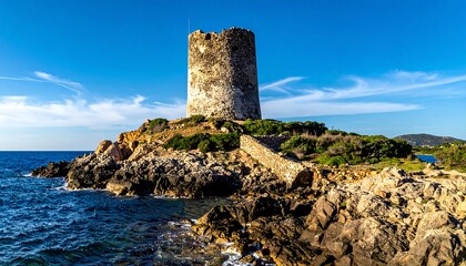 Coastal tower on rocky outcrop