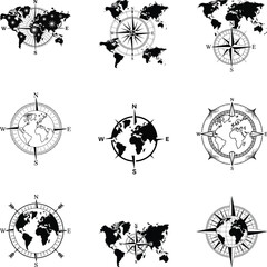 Compass World Map Svg