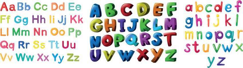 Complete English Alphabet Set Uppercase and Lowercase Vector Letters Transparent Background