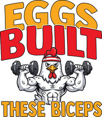 Funny Muscular Chicken Lifting Weights with 