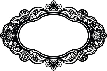 Vintage floral frame. Vintage bridal wedding line art frame on the white isolated background.