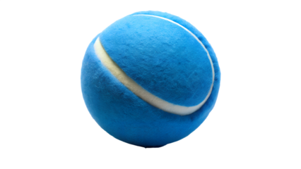 Blue tennis ball isolated on transparent background closeup of a ball for playing tennis sports equipment on a white backdrop single ball