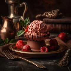 Decadent Strawberry Raspberry Ice Cream Dessert