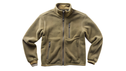 Warm and cozy fleece jacket isolated on transparent background, perfect for layering in cold weather and adding a touch of style to any outfit