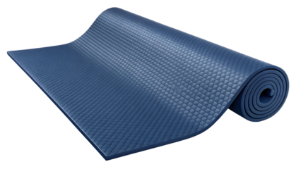 Rolled Blue Yoga Mat Isolated on Transparent Background