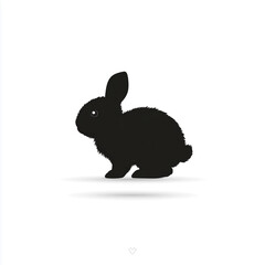 Obraz premium Minimalistic black rabbit silhouette in a modern flat icon style, made with an emphasis on purity and simplicity of form. The image is distinguished by clear contours, strict geometry and a unique fee