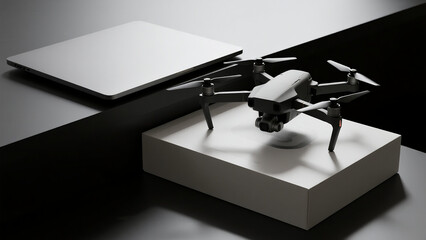 Drone product mockup on display for technology and marketing
