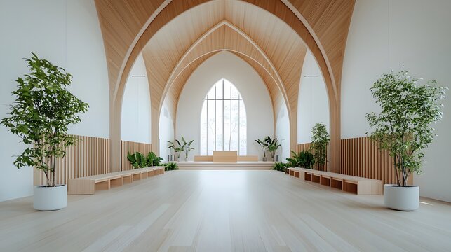 Serene modern sanctuary with natural wood and ample light