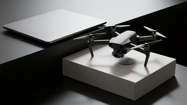 Drone product mockup on display for technology and marketing