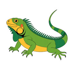 Fototapeta premium Green and yellow cute iguana lizard PNG cutout isolated on transparent background