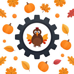  Cartoon Thanksgiving Icons, Thanksgiving Gear Illustration .Ai Generative