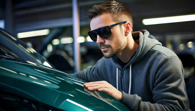Man Inspecting Car Hood — Metaphor for Men’s Health & Potency (AI Generated)