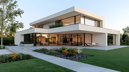 Stunning modern luxury home with expansive glass windows