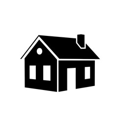 Simple outline of a house featuring a chimney and roof for real estate and architectural concepts silhouette