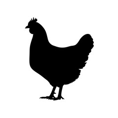 Silhouette of a chicken emblem symbol icon for farm animals and food industry silhouette
