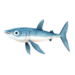 Watercolor Illustration of a Prehistoric Shark