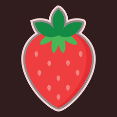 Vibrant cartoon strawberry icon with green leaves a delicious fruit graphic sticker