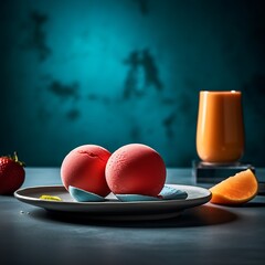 Delicious Peach Dessert Spheres with Smoothie