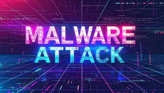 Cyberattack graphic with malware