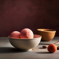 Creamy Peach Ice Cream in a Bowl