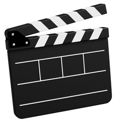 Fototapeta premium Movie Film Clap Board, Hollywood Clapper Board, Wooden Black & White Film Movie Clapboard Accessory, A Film Slate, movie slate 3d illustration isolated on transparent background, png