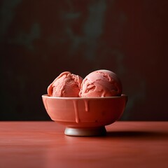 Delicious Strawberry Ice Cream in a Bowl