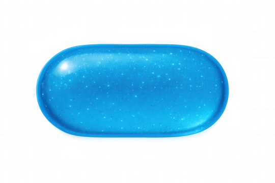 Shiny blue capsule with glitter effect isolated on transparent background, ideal for pharmaceutical or healthcare projects