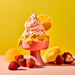 Summer Delight Pink Strawberry Ice Cream
