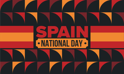 Fototapeta premium Spain National Day. Spanish flag. National happy holiday, celebrated annual in October 12. Hispanic heritage. Poster, card, banner and background. Vector illustration