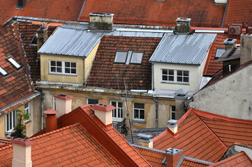 Aerial view of the old town architecture of Vilnius