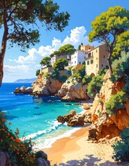 Coastal town landscape