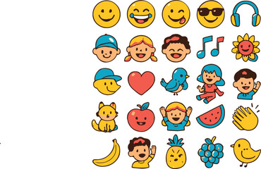 children cartoon icon set vector