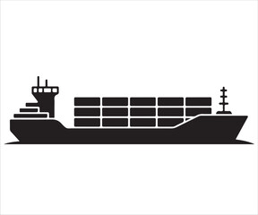 Obraz premium Silhouette of large cargo ship container vessel transporting goods symbol of global trade logistics shipping freight delivery transport maritime industry export import illustration