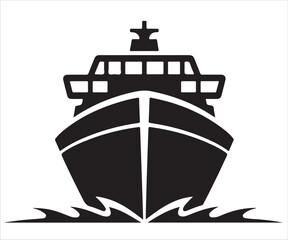 Silhouette of large cruise ship sailing on ocean waves