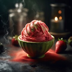 Steaming Strawberry Ice Cream Delight