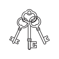 Single continuous line Art drawing three keys from apartment. House apartment rental for sale. with white background