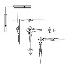 Set Hand Draw Of Corners Different Shapes Flower Decoration Vector Design Doodle Sketch Style For Wedding And Banner