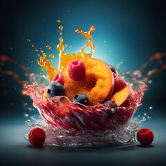 Summer Fruit Splash Juicy Peach and Berry Delight