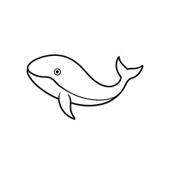 Whale outline simple drawing on transparent background