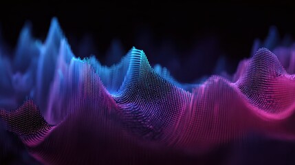 abstract audio waveform visualization with blue and purple gradient