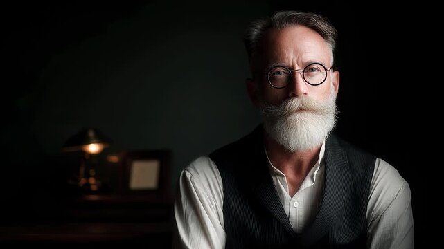 Portrait of a Retro Gentleman with Deep, Thoughtful Eyes