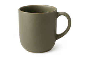 Green Ceramic Mug Isolated on Transparent Background