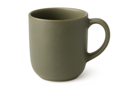 Green Ceramic Mug Isolated on Transparent Background